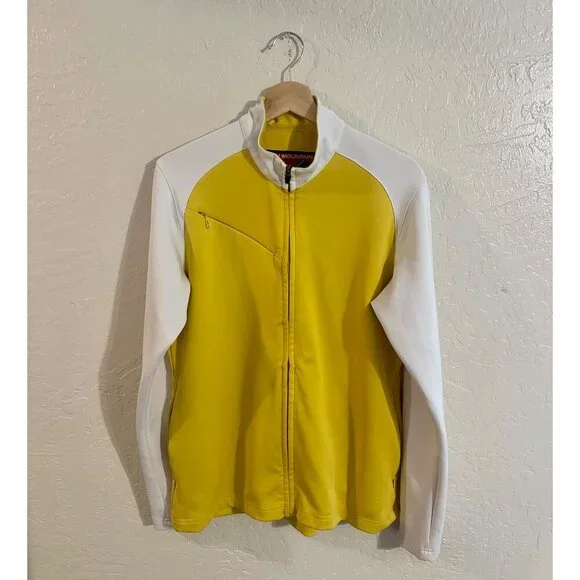 Y Sun Mountain Yellow & White Colorblock Long Sleeved Zip Up Athletic Jacket - Picture 1 of 11